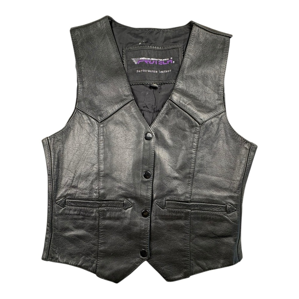 Protech‎ Performance Leather Vest Sz 10 HOG Harley Owners Group Patch